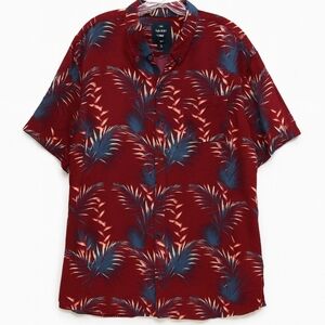 Artistry In Motion Red Hawaiian Mens Slim Fit Shirt Sz XL